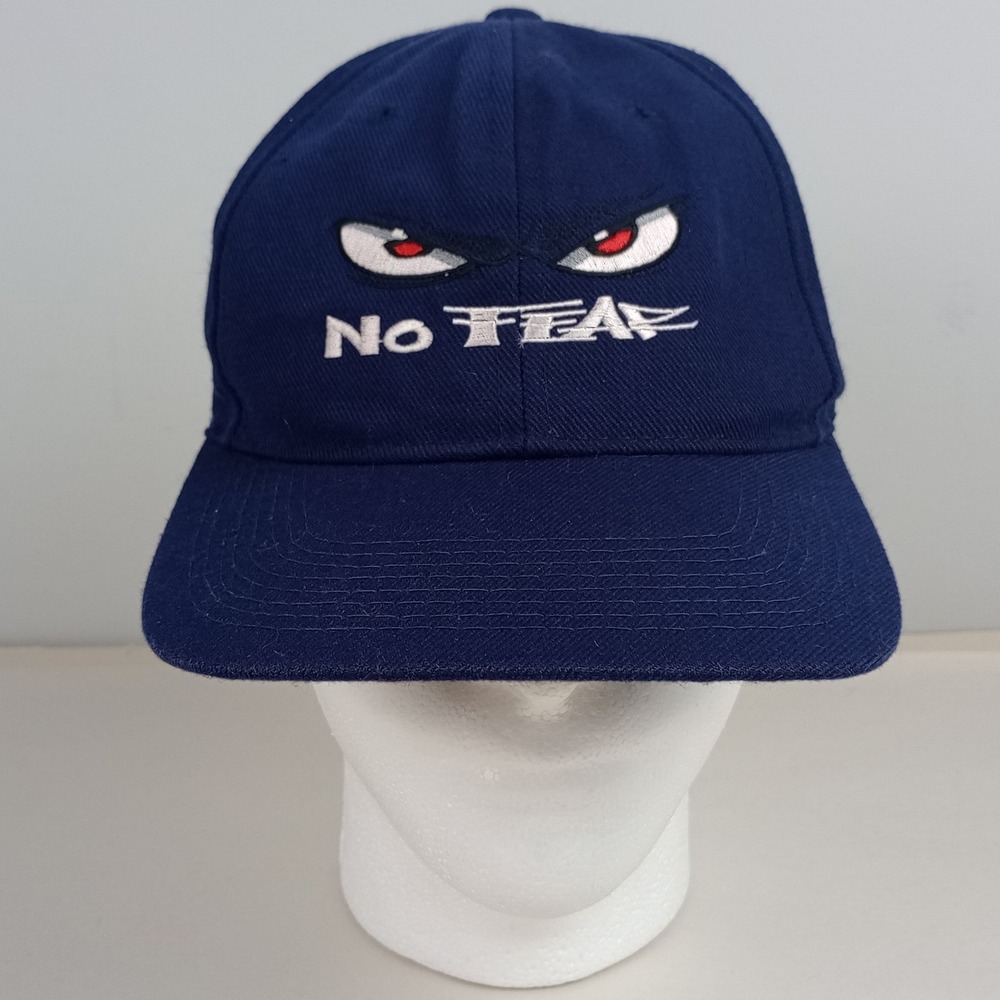 No Fear Mens OS Navy Blue Embroidered Eyes Vintage 90s Streetwear Snapback Hat